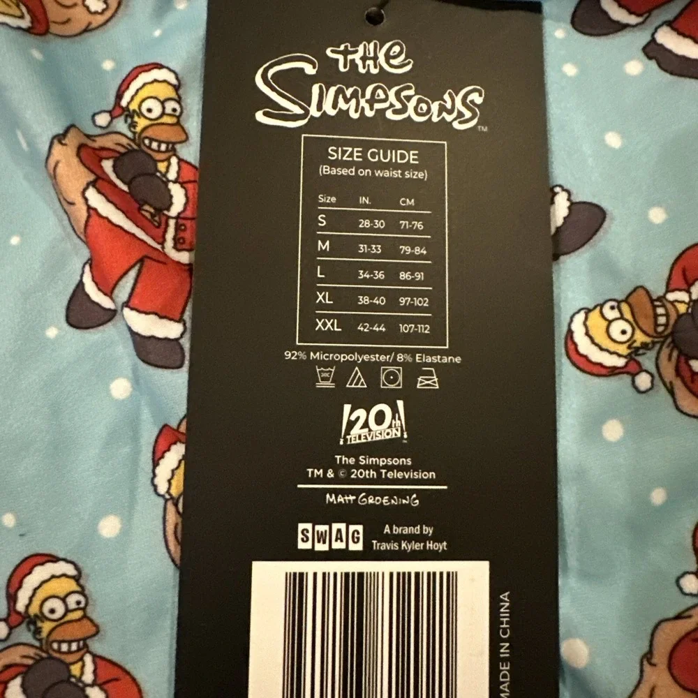 Simpsons Themed Boxer Briefs,‎ Men's Size XL (38-40) Holiday Xmas  Homer Santa